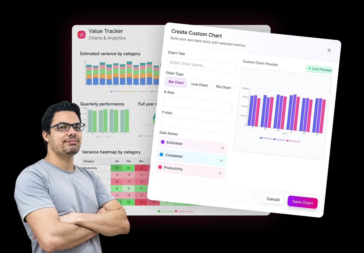 project value tracker dashboard showing project performance