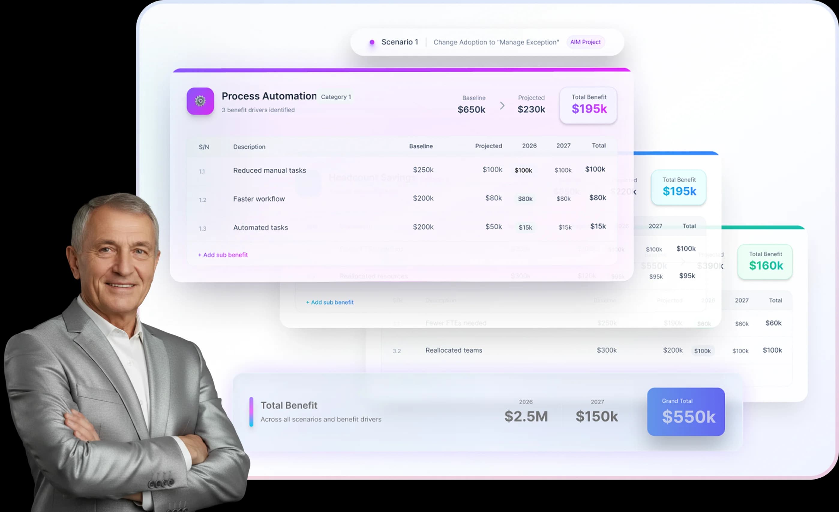 scenario planning financial model interface